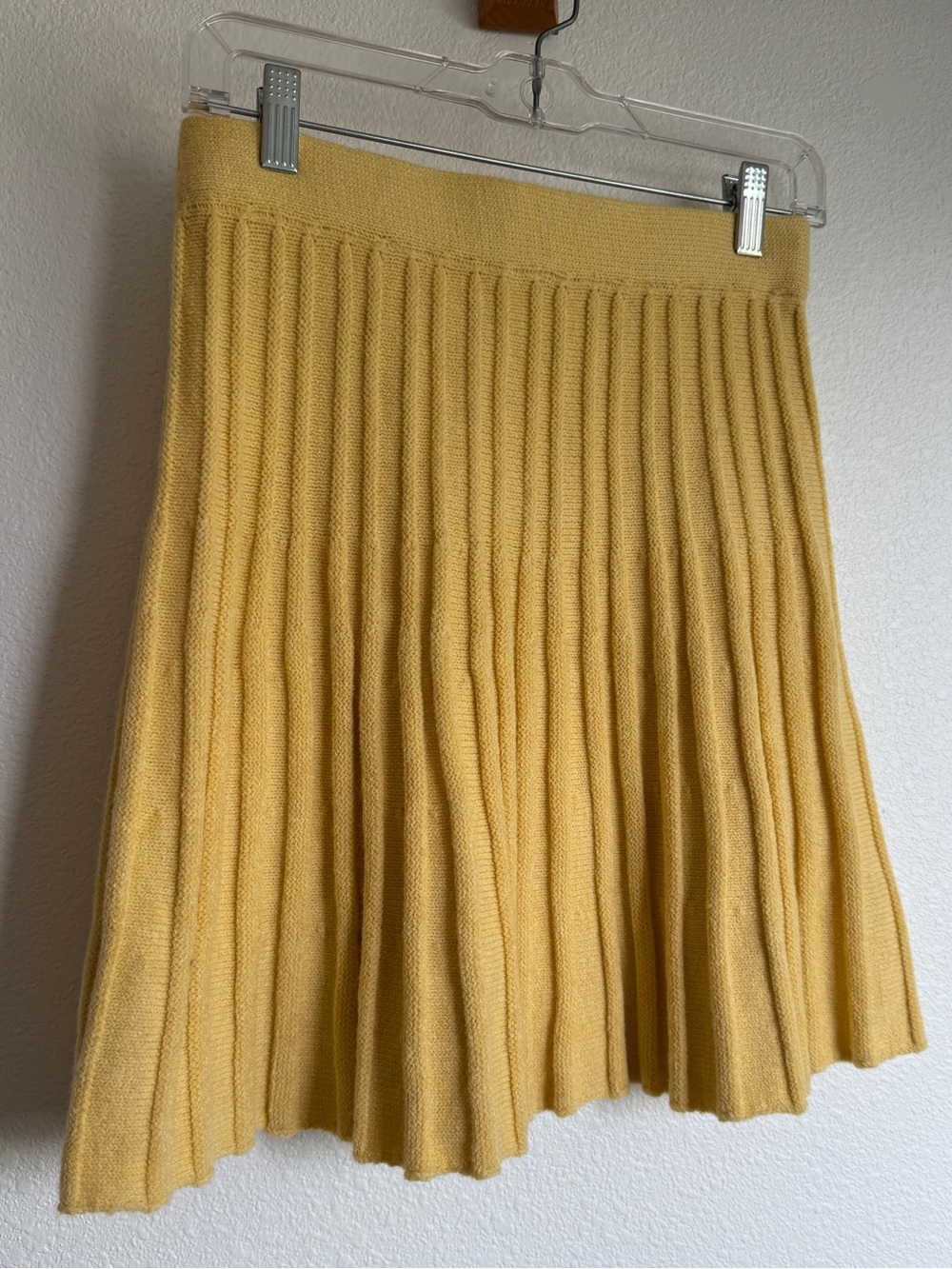 Butter Yellow Ribbed Knit Skirt M Twee Coquette Tenniscore